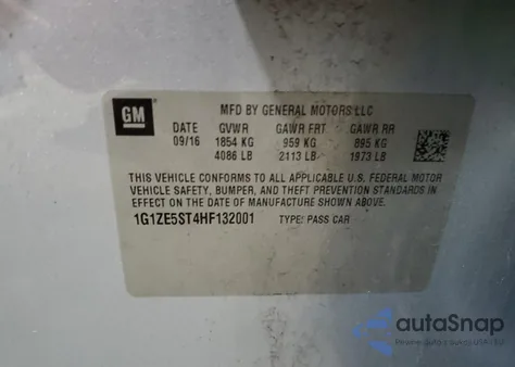 2017 Chevrolet Malibu Lt from USA, damaged, VIN 1G1ZE5ST4HF132001